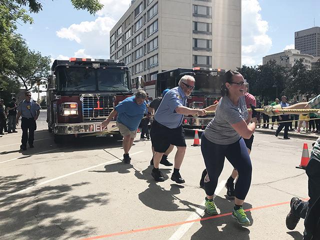 The Fire Engine Pull serves as the annual City of Winnipeg Charitable Fund campaign kickoff.