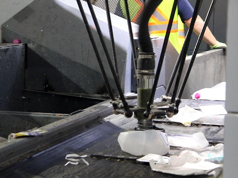 Robotic technology is used to sort some of the plastics.
