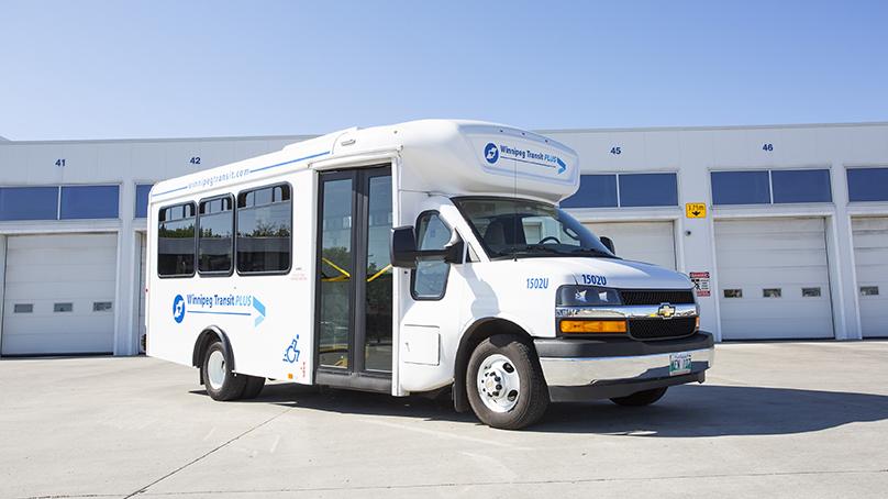 Winnipeg Transit Plus uses cars, wheelchair accessible vans, and minibuses.