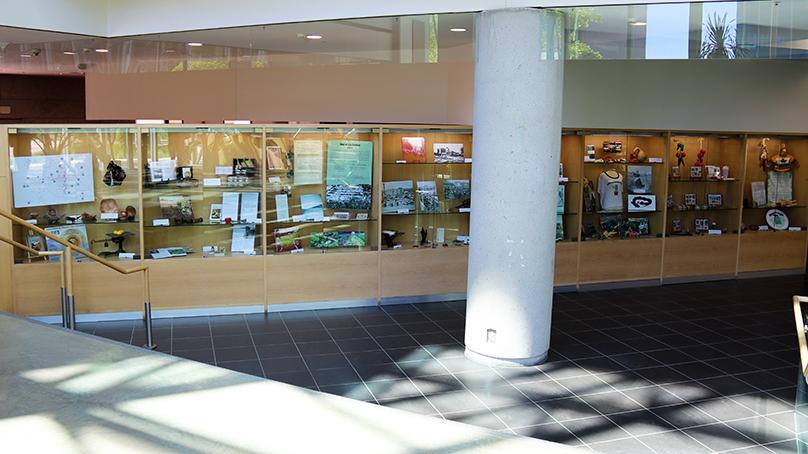 The exhibit spanned eight display cases on the main floor of Millennium Library