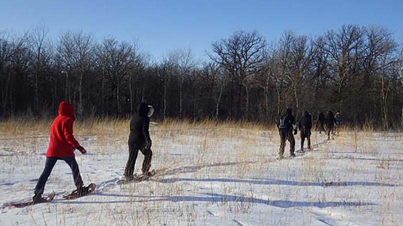 Snowshoeing at the Living Prairie Museum.