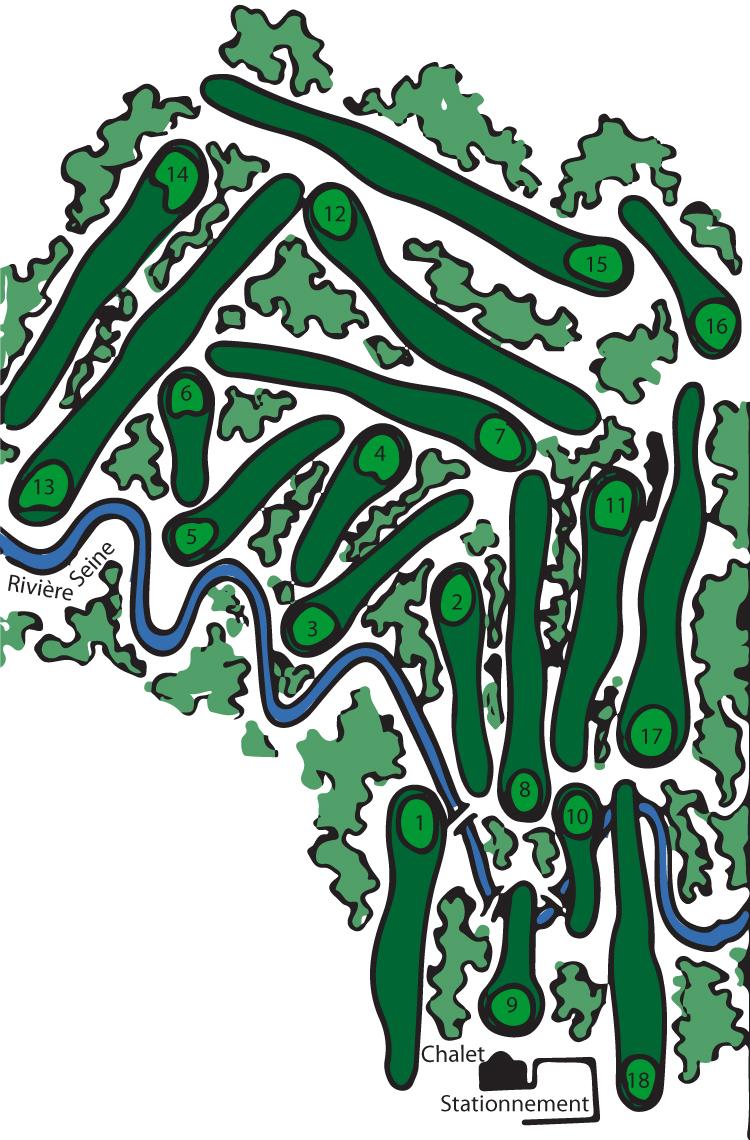 Carte de la configuration du terrain de golf de Windsor Park