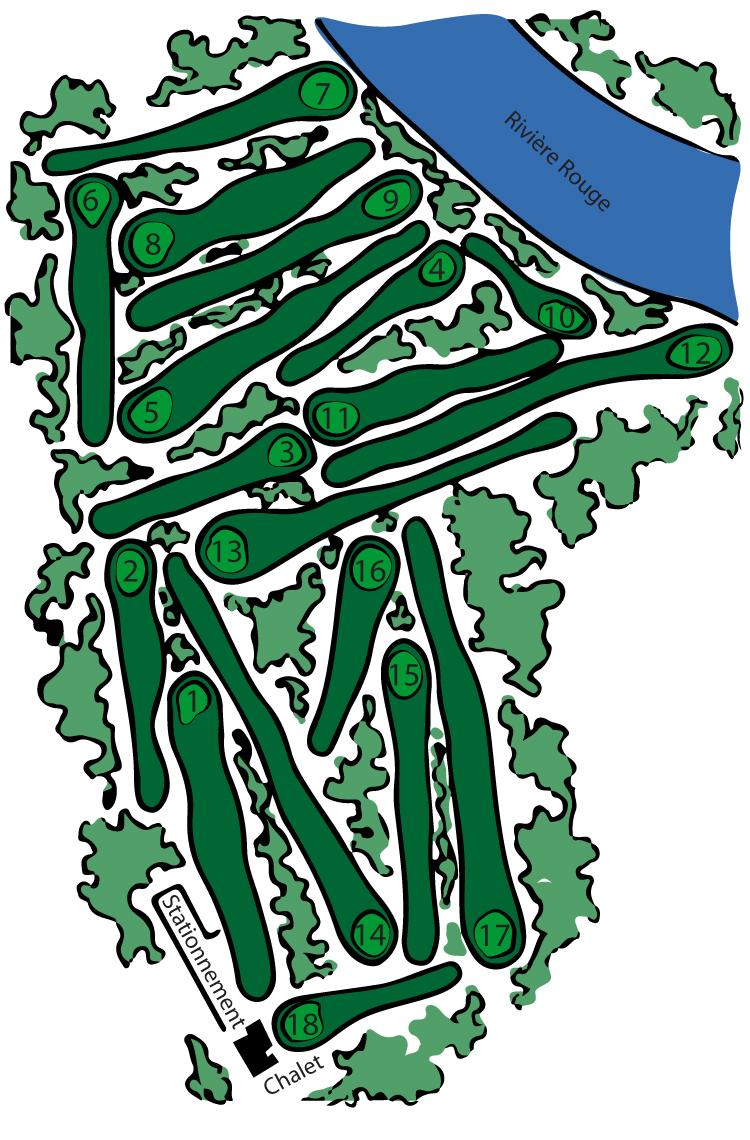 Carte de la configuration du terrain de golf du parc de Kildonan