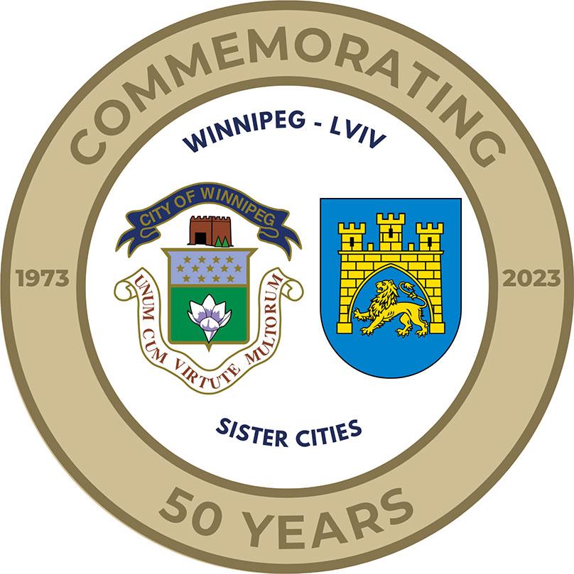 Logo commemorating 50 years Winnipeg - Lviv sister cities