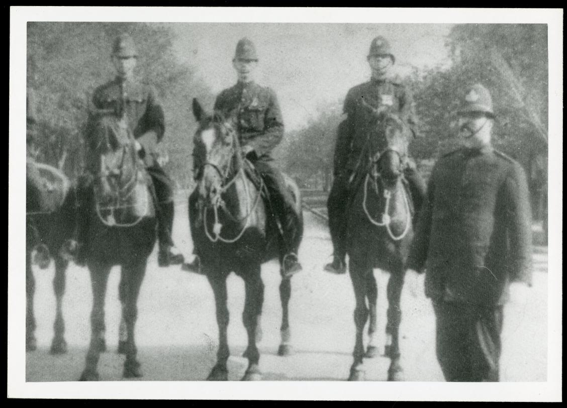 A photo of mounted policemen in the 1880s.