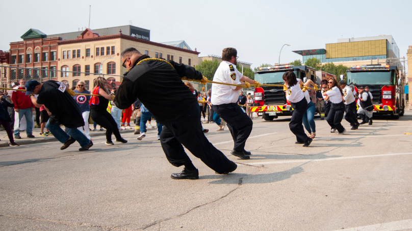 The Fire Engine Pull kicks off the annual City of Winnipeg Charitable Fund campaign.