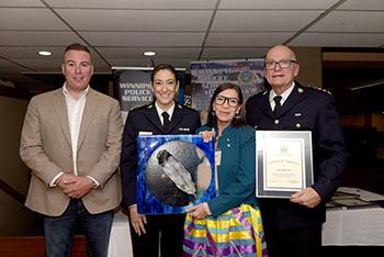 Cst. Shawn Smith, Supt. Bonnie Emerson, Ms. Lisa Meeches & Acting Chief Art Stannard 