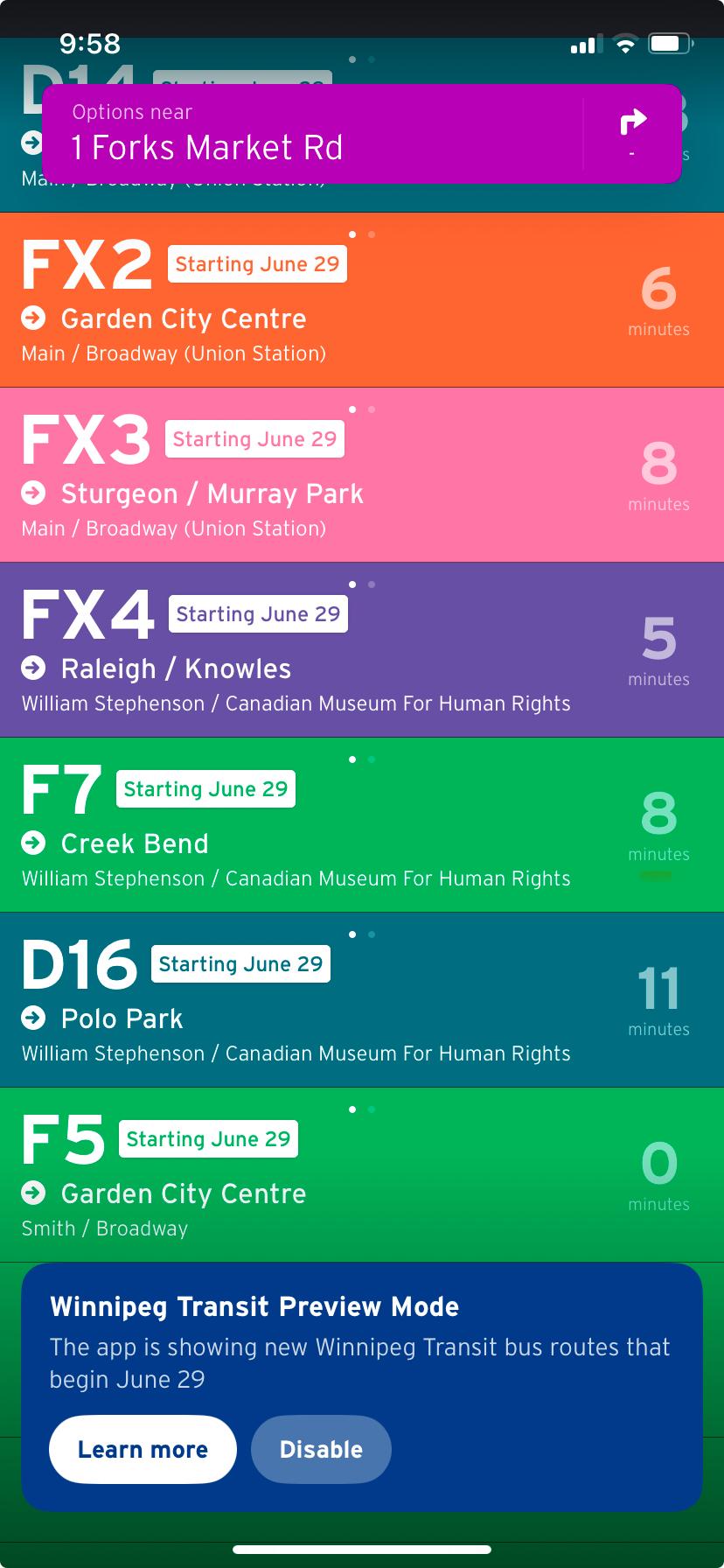 In ‘Winnipeg Transit preview mode,’ you’ll see what your route will look like after the launch of the Primary Transit Network.