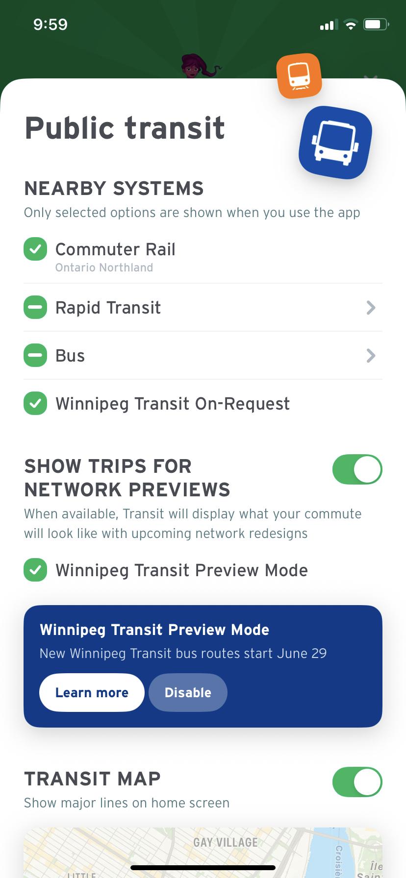 In ‘Winnipeg Transit preview mode,’ you’ll see what your route will look like after the launch of the Primary Transit Network.