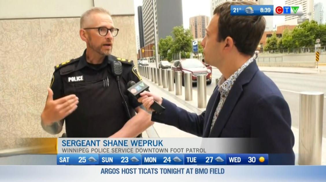 Sgt. Shane Wepruk, WPS, speaks with CTV