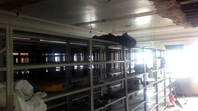 Significant rain damage in 2013 forced the relocation of the archival collection to a temporary, rented location.