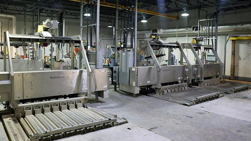 A look inside the existing UV treatment facility at the North End Wastewater Treatment Plant.