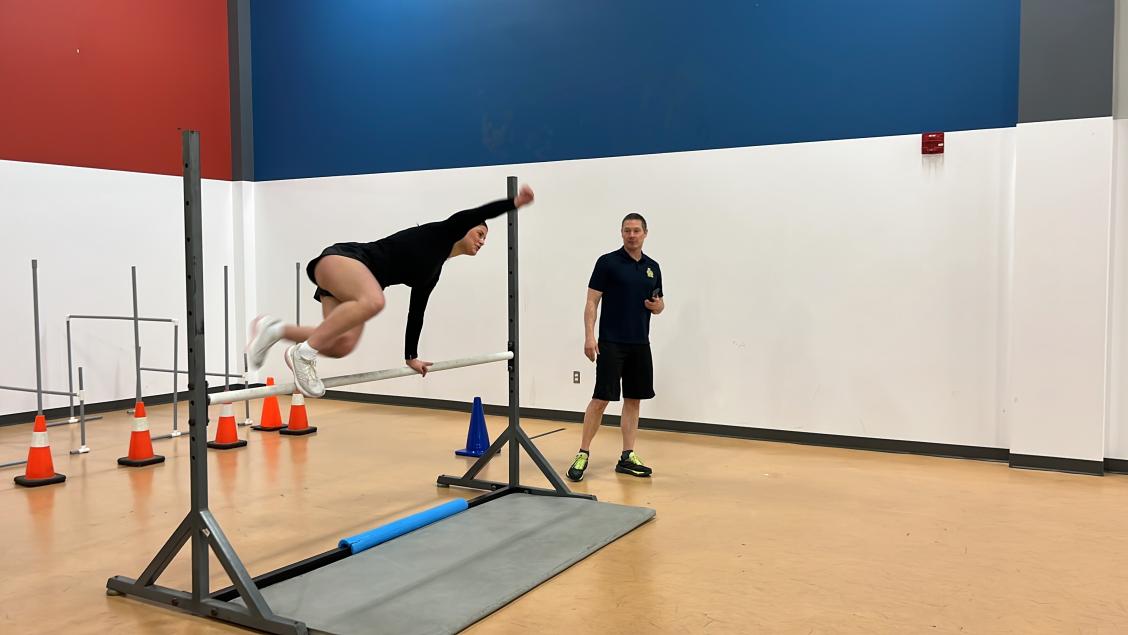 Participant running the law enforcement fitness assessment