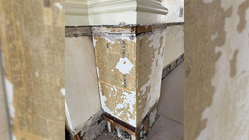A newspaper from December 30, 1912 was discovered as part of the wall covering.