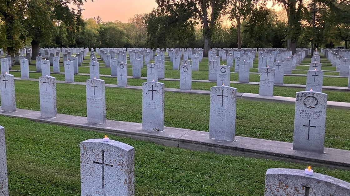Every fall, Brookside Cemetery hosts a Candlelight Service of Remembrance at sunset.