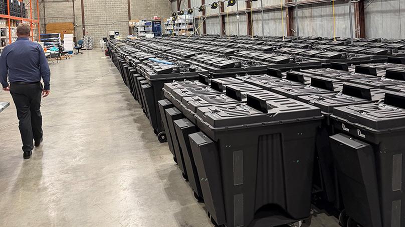 The automated voting machines in storage before heading to voting locations in October.