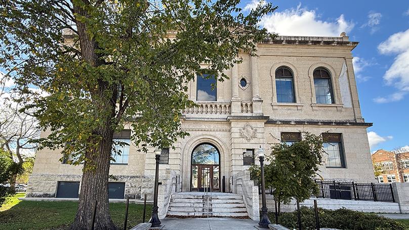 The Carnegie Library in 2025, prior to construction starting on the redevelopment project.